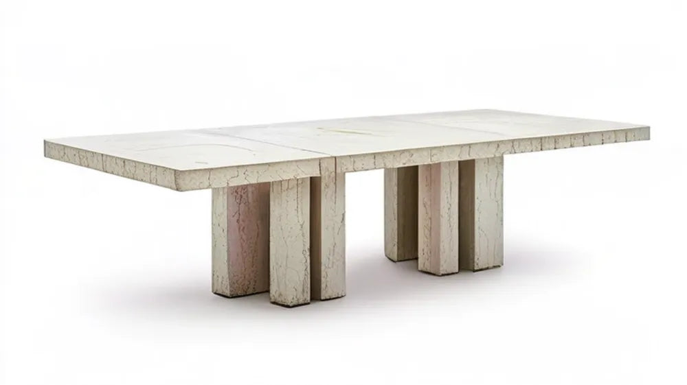 Prostokątny stół jadalniany z naturalnego marmuru kremowo-beżowy 200 x 100 x 75 cm