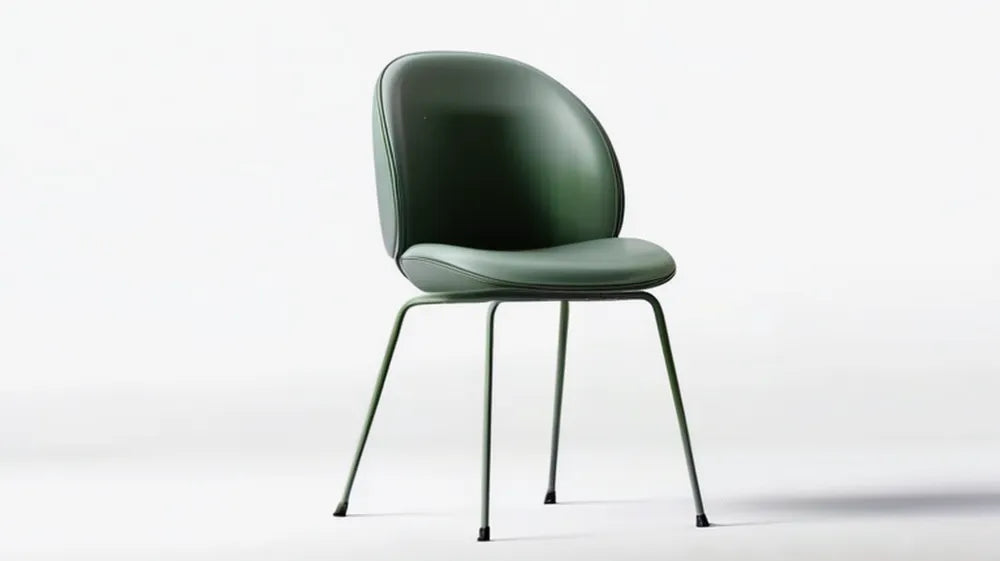 Tapicerowane krzesło z półokrągłym oparciem PU, ciemnozielone, 50 x 55 x 82 cm