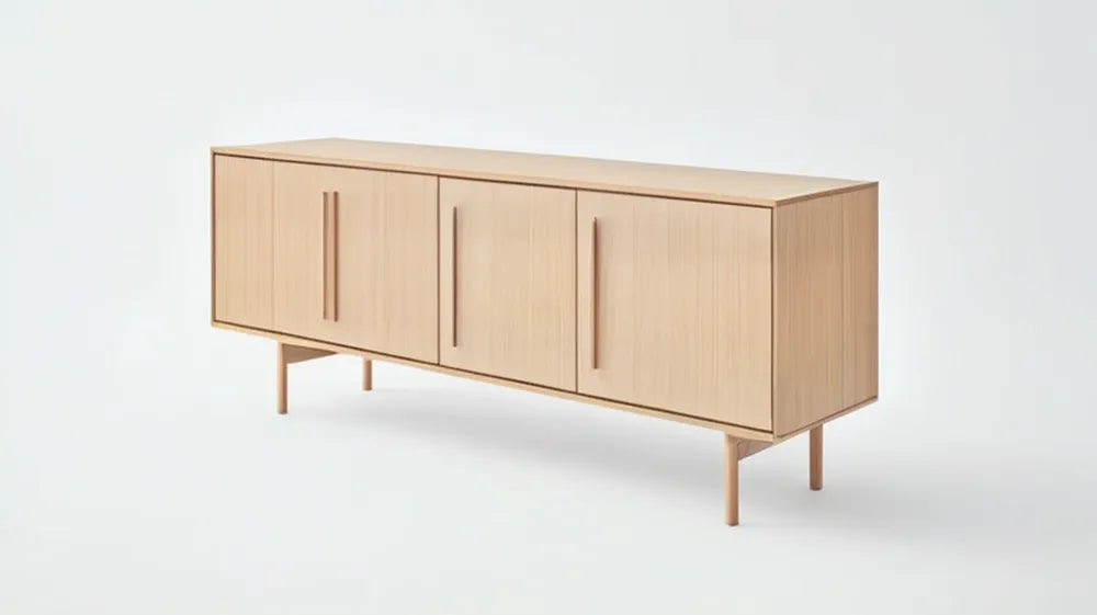 3-drzwiowy mebel z płyty MDF w kolorze jasnego dębu, 180 x 40 x 75 cm