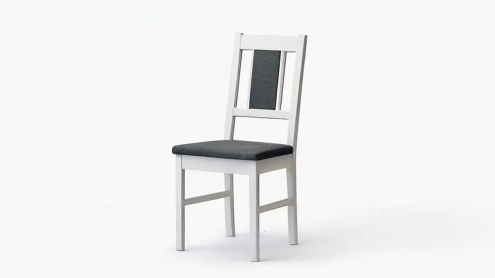 Białe krzesło z drewna bukowego z czarnym siedziskiem PVC 43 x 41 x 96 cm