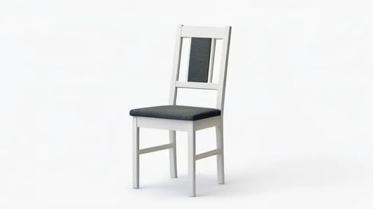 Białe krzesło z drewna bukowego z czarnym siedziskiem PVC 43 x 41 x 96 cm