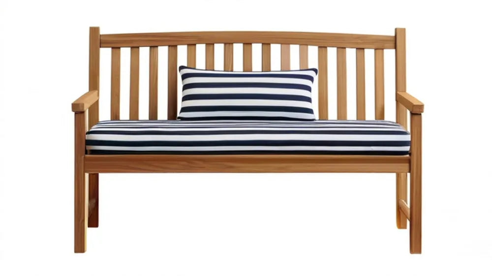 Dwuosobowa ławka z litego drewna akacjowego z poduszkami, brązowa, 120 x 65 x 90 cm
