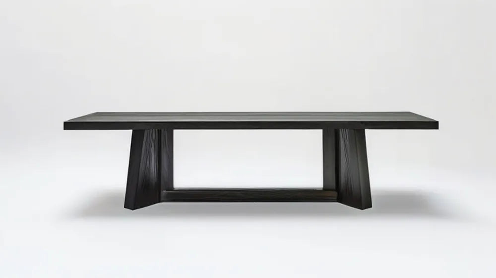 Prostokątny stół do jadalni z MDF z fornirem dębowym, czarny, 200 x 100 x 75 cm