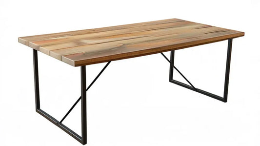 Prostokątny stół z litego drewna akacjowego i czarnej stali 160 x 80 x 75 cm