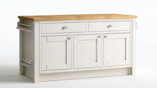 Kredens kuchenny z MDF i bambusowym blatem, biały/naturalny/srebrny, 120 x 45 x 90 cm